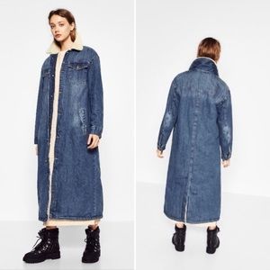 Zara Denim Shearling Trench